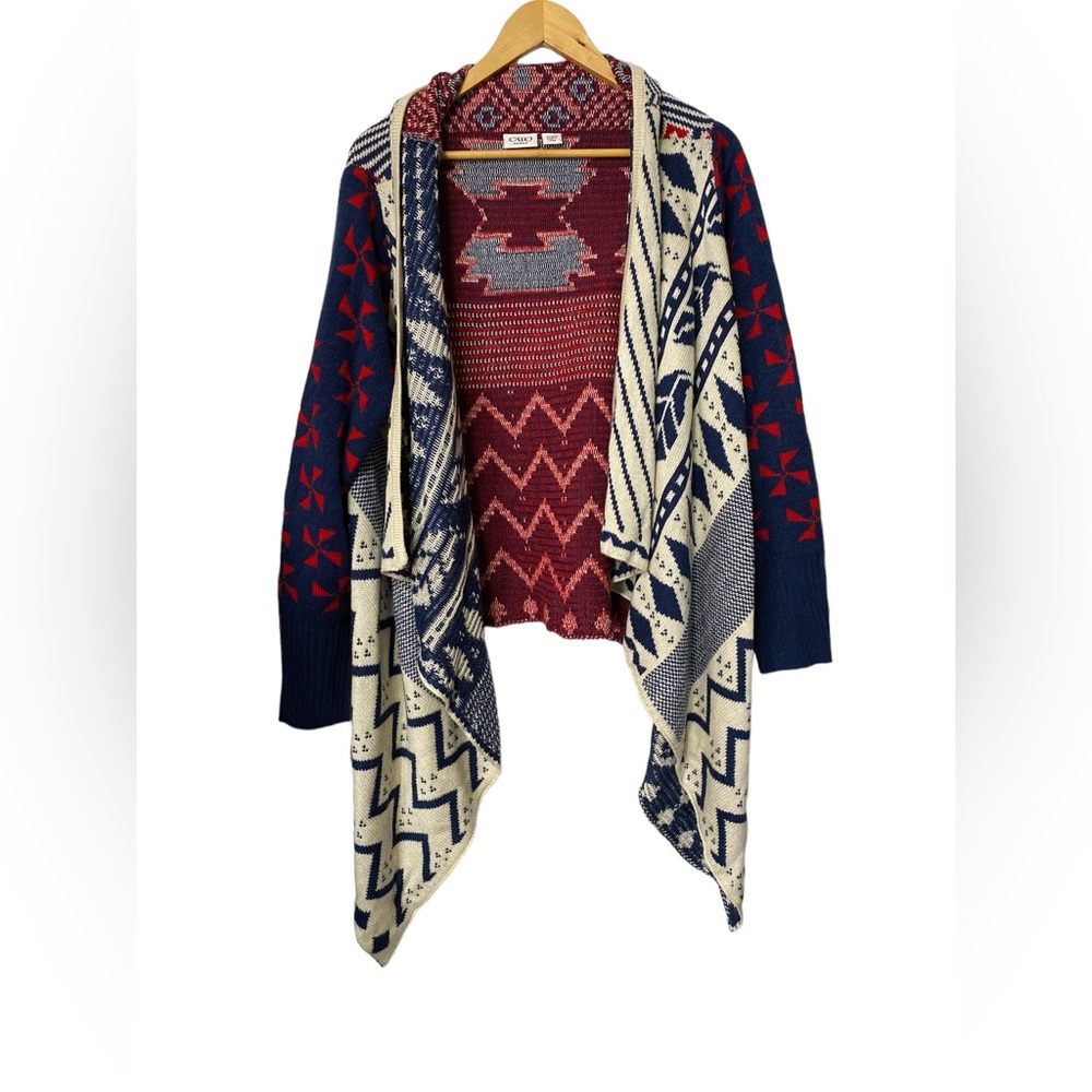 Cato Women's Open Cardigan Size 18/20 Long Sleeve Aztec Design Sheer Lightweight